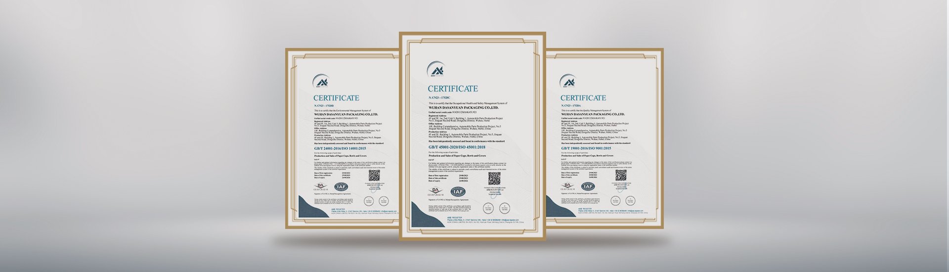 1 Banner for Paper cups certification