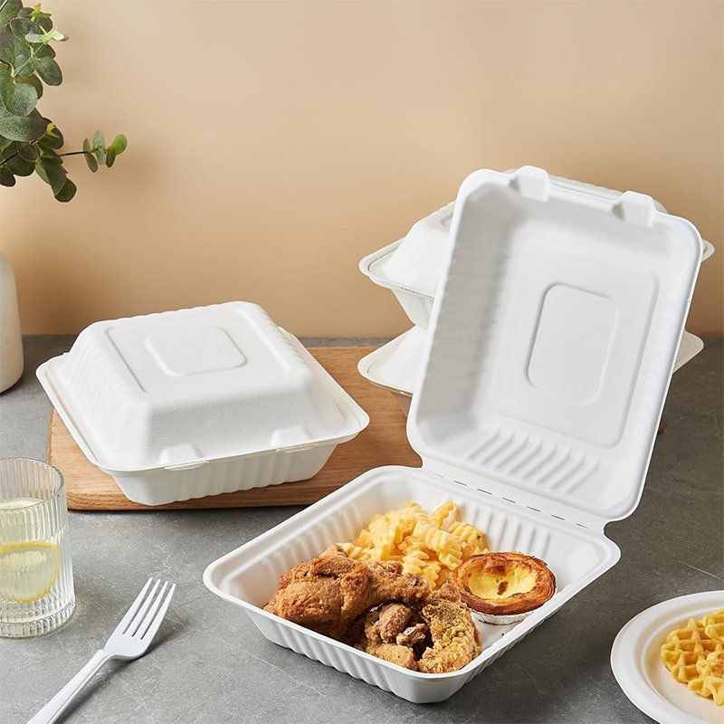 Bagasse Clamshell Box For Takeaway
