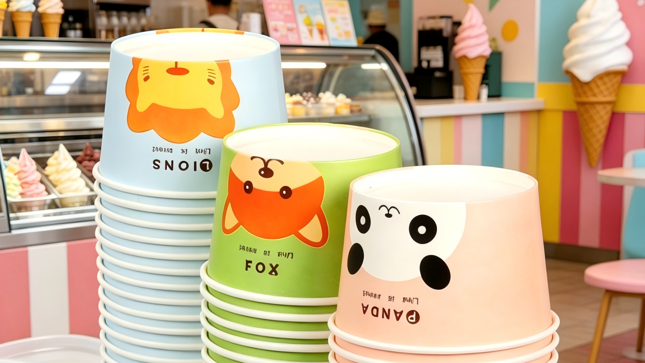 Cartoon Animation Ice Cream Cup Design
