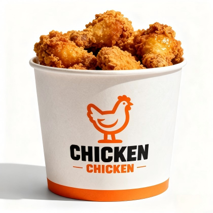 Fried Chicken Bucket Made Of White Cardboard